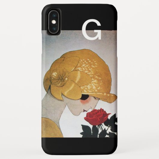 赤いバラの芸術的なモノグラムの女性 Case-Mate iPhoneケース (裏面)