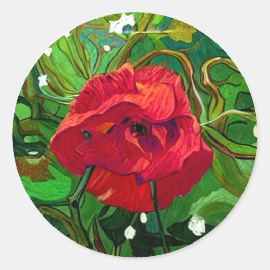 赤いバラの芸術 ラウンドシール (正面)