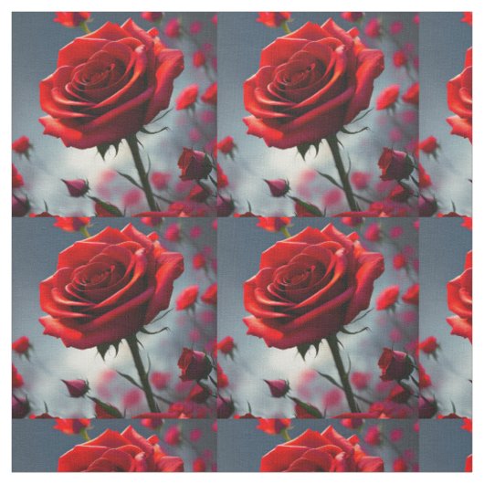 赤いバラの芽の喜び、ファブリック ファブリック (見本)