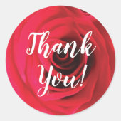 赤いバラの芽感謝していあなた書道文字 ラウンドシール (正面)