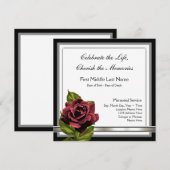 赤いバラの葬儀のお知らせ 招待状 (正面/裏面)
