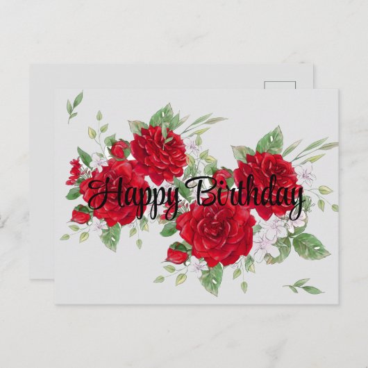 赤いバラの誕生日ポストカード ポストカード (正面/裏面)