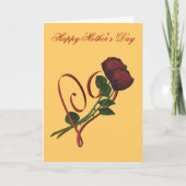 赤いバラの赤いハートの花の母の日カード カード (正面)