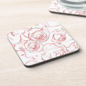 赤いバラの輪郭 コースター (左側)