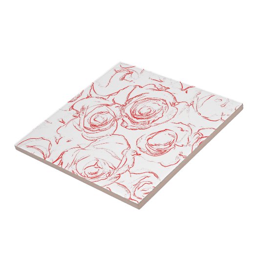 赤いバラの輪郭 タイル (側面)