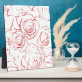 赤いバラの輪郭 フォトプラーク (側面)