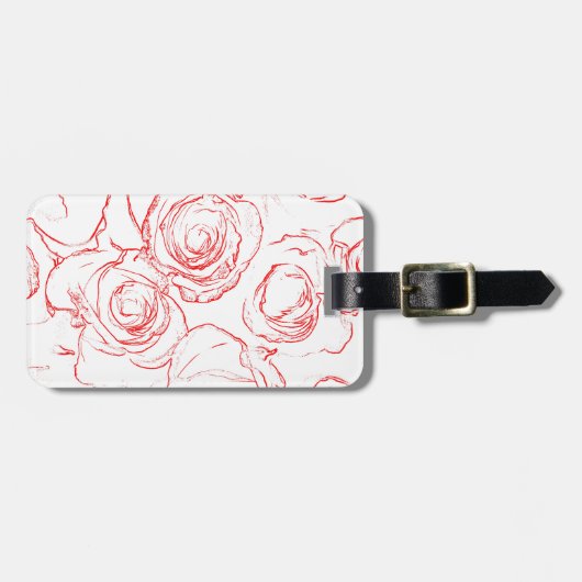 赤いバラの輪郭 ラゲッジタグ (正面横)