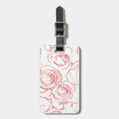 赤いバラの輪郭 ラゲッジタグ (正面縦)
