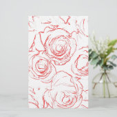 赤いバラの輪郭 便箋 (スタンド正面)
