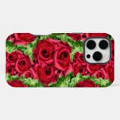 赤いバラの道の花のガーランド iPhoneケース (裏面横)