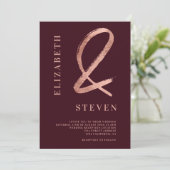 赤いバラの金ゴールドアンパサンドはphoto結婚's 招待状 (スタンド正面)