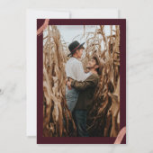 赤いバラの金ゴールドアンパサンドはphoto結婚's 招待状 (裏面)