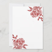 赤いバラの金ゴールドシークインズドレスキンセアニラ 招待状 (裏面)