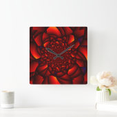 赤いバラの青 スクエア壁時計 (ホーム)