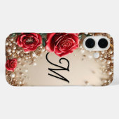 赤いバラの高級フラワーアート ゴールドギフト Case-Mate iPhoneケース (裏面 (横))