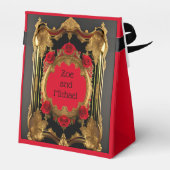 赤いバラの黄金の枠、ゴシック結婚の フェイバーボックス (裏面サイド)