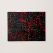 赤いバラの黒い背景 ジグソーパズル (横)