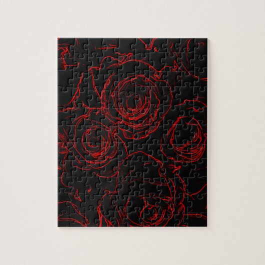 赤いバラの黒い背景 ジグソーパズル (縦)