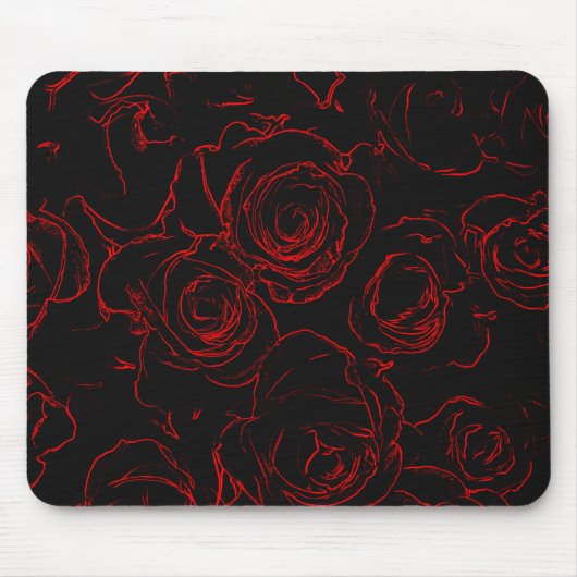 赤いバラの黒い背景 マウスパッド (正面)