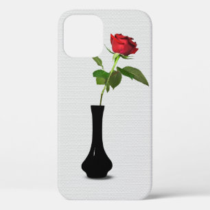 赤いバラの黒い花瓶ケースメイトiPhoneケース iPhone 12ケース