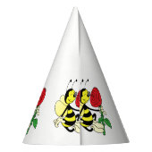 赤いバラの黒と黄色のスズメバチ パーティーハット (裏面)