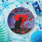 赤いバラの黒猫 ペーパープレート (パーティー)