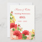 赤いバラの40周年結婚記念日招待状 招待状 (正面)