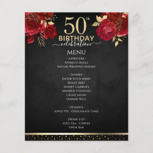 赤いバラの50歳の誕生日お祝いメニュー