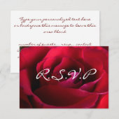 赤いバラのRSVP カード - パーソナライズされたローズカード (正面/裏面)