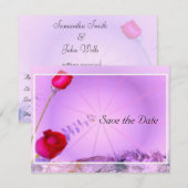 赤いバラのSave the Date 招待状 (正面/裏面)