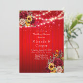 赤いバラひまわりライトウェディングシャワー 招待状 (スタンド正面)