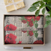 赤いバラをヴィンテージ新聞社のデクページ 薄葉紙 (ギフト)