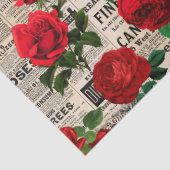 赤いバラをヴィンテージ新聞社のデクページ 薄葉紙 (詳細)