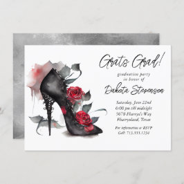 赤いバラを使ったゴシック様式のファッションのスタイレット卒業 招待状