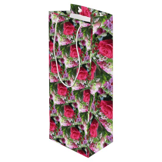 赤いバラを含む花束 ワインギフトバッグ (裏面アングル)