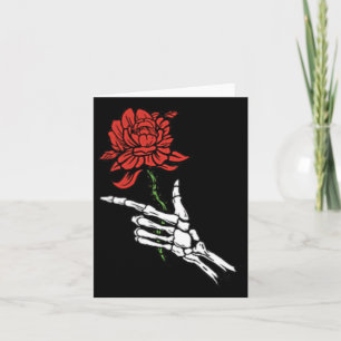 赤いバラを持った骸骨の手 カード