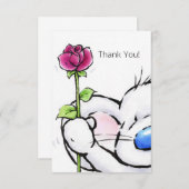 赤いバラを持つすばらしくかわいいマウス、ありがとう サンキューカード (正面/裏面)