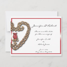 赤いバラを持つケルトハート日付を保存 セーブザデート