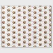 赤いバラを持つゴールデンレトリバー ラッピングペーパー (フラット)