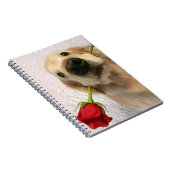 赤いバラを持つゴールデン・リトリーバー犬 ノートブック (右側)