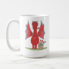 赤いバラを持つドラゴン コーヒーマグカップ