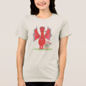 赤いバラを持つドラゴン トライブレンドTシャツ (正面)