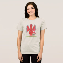 赤いバラを持つドラゴン トライブレンドTシャツ