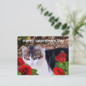 赤いバラを持つバレンタインデーCAT シーズンポストカード (スタンド正面)