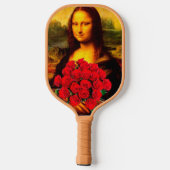 赤いバラを持つモナリザレオナルドダヴィンチ ピックルボールラケット (裏面)
