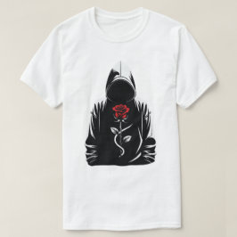 赤いバラを持つ不気味なフード姿の人物 - ダークラブ Tシャツ