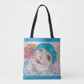 赤いバラを持つ女の子は、あなたの食料品トートバッグに忠実である トートバッグ (正面)