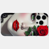 赤いバラを持つ美しい女性 Case-Mate iPhoneケース (裏面 (横))