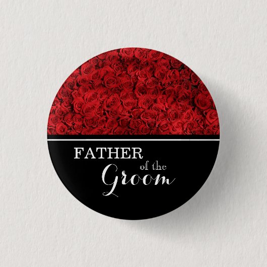 "赤いバラを結婚している新郎の父" 缶バッジ (正面)