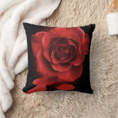 赤いバラを絵を描きます クッション (ブランケット)